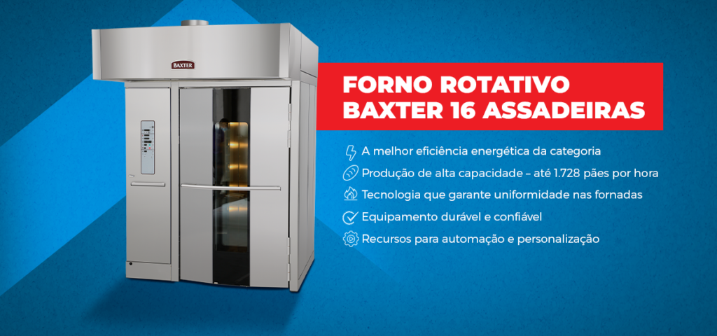 Forno rotativo Baxter para panificação industrial.